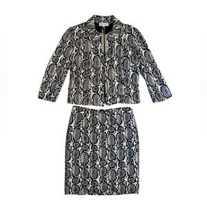 Anna Rachele Snake Print Two-Piece Skirt Suit - Black & White